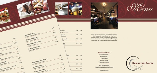 Tri Fold Leaflet Restaurant Menu Istudio Publisher