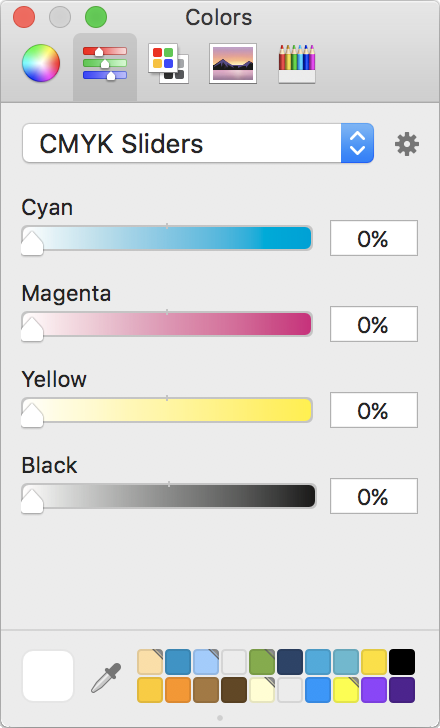 Color panel selecting a CMYK color