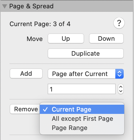 Removing pages or spreads