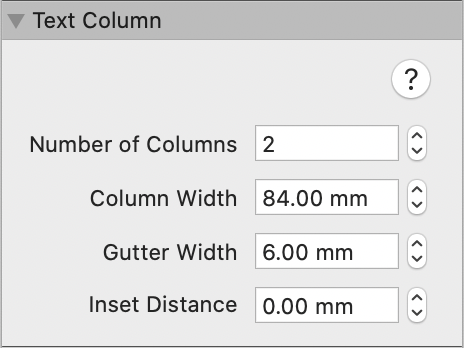 the Text Column Inspector