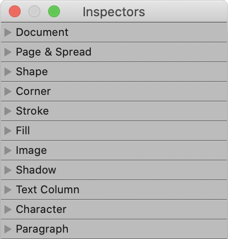 Inspectors window title bars