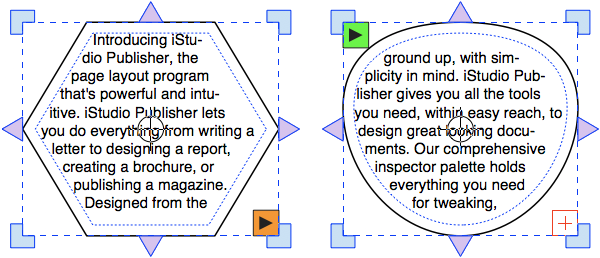 Text outflow, inflow and overflow icons