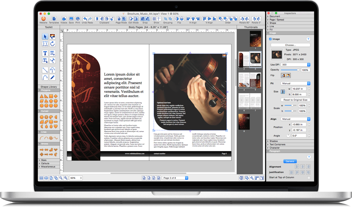 iStudio Publisher - page layout software for desktop publishing on Mac